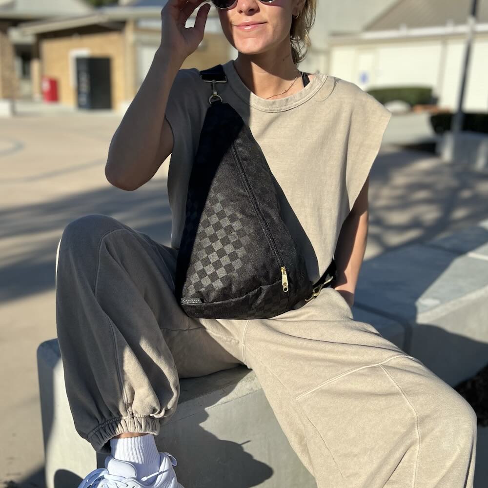 Black Checkered Sling Bag