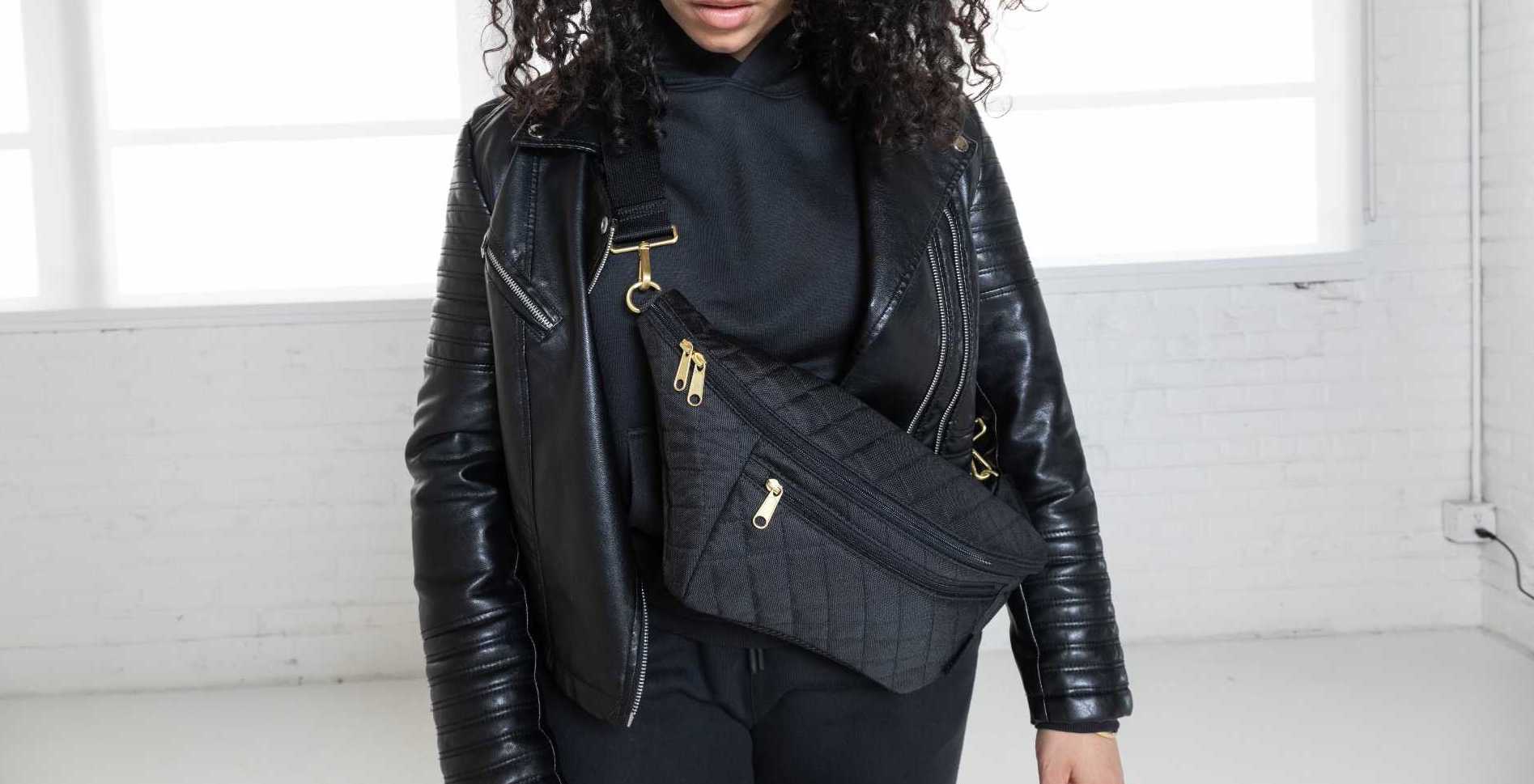 Fashionably Late Faux Leather Quilted Fanny Pack In Black