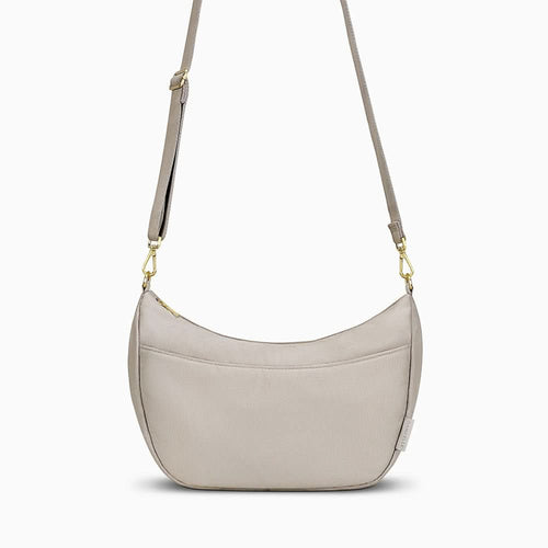 Grey Crescent Bag with gold hardware