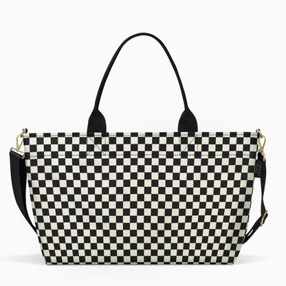 Crossbody Tote - Black + White Checkered