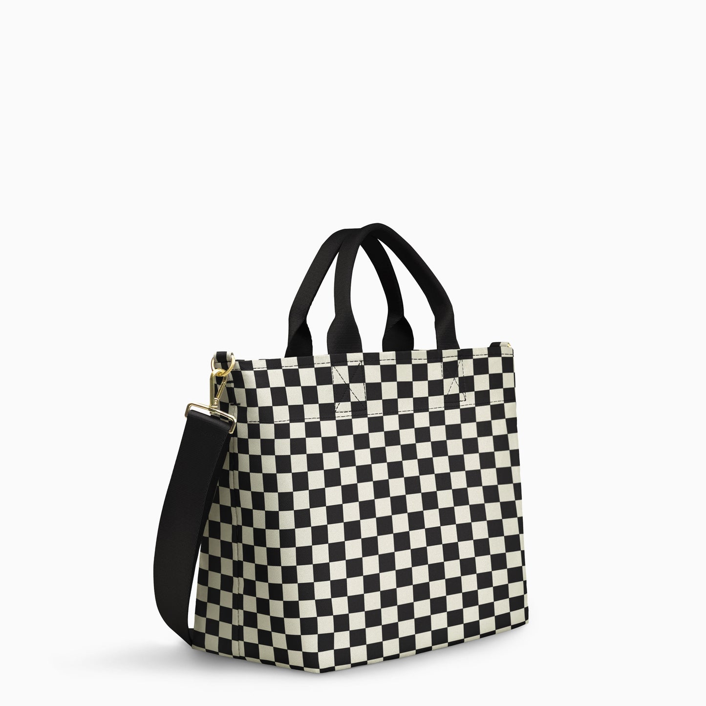 Crossbody Tote - Black + White Checkered