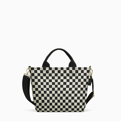 Crossbody Tote - Black + White Checkered