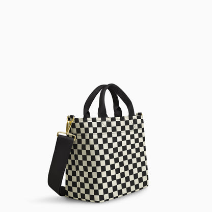 Crossbody Tote - Black + White Checkered