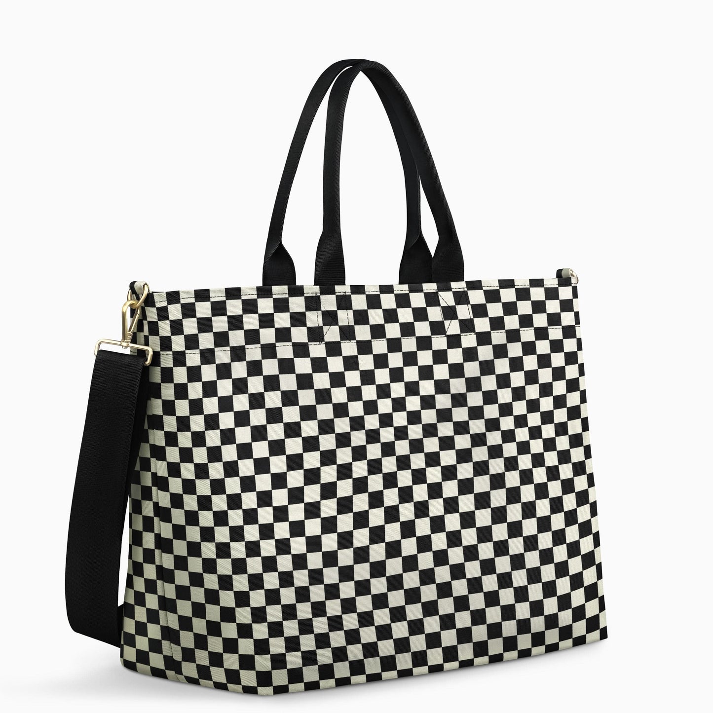 Crossbody Tote - Black + White Checkered