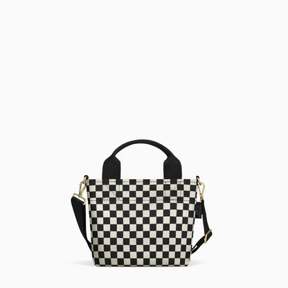 Crossbody Tote - Black + White Checkered