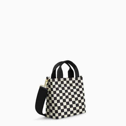 Crossbody Tote - Black + White Checkered