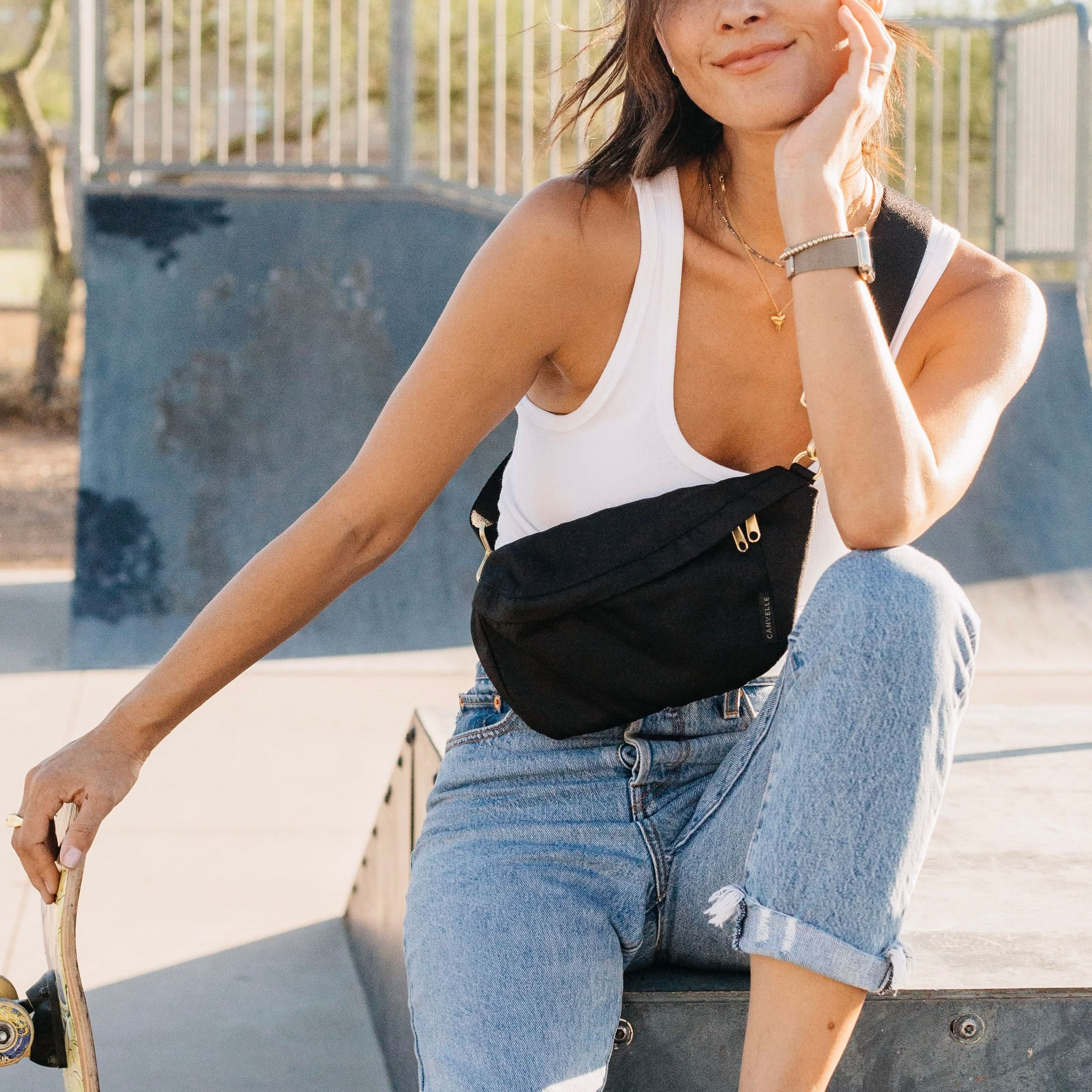 Fanny pack wearing best sale