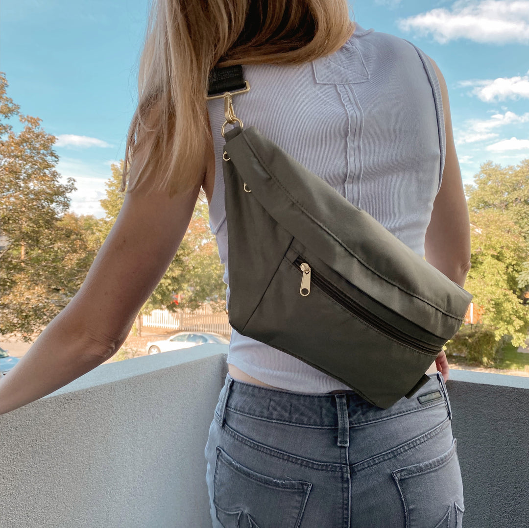 Canvelle Fanny Pack Sling - Grey - Machine Washable - Formerly Logan + Lenora