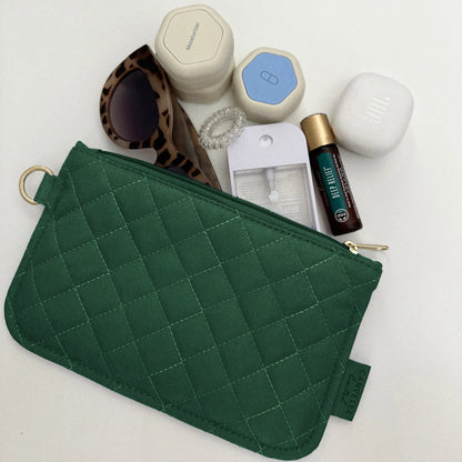 Flat Pouch - Quilted Hunter Green