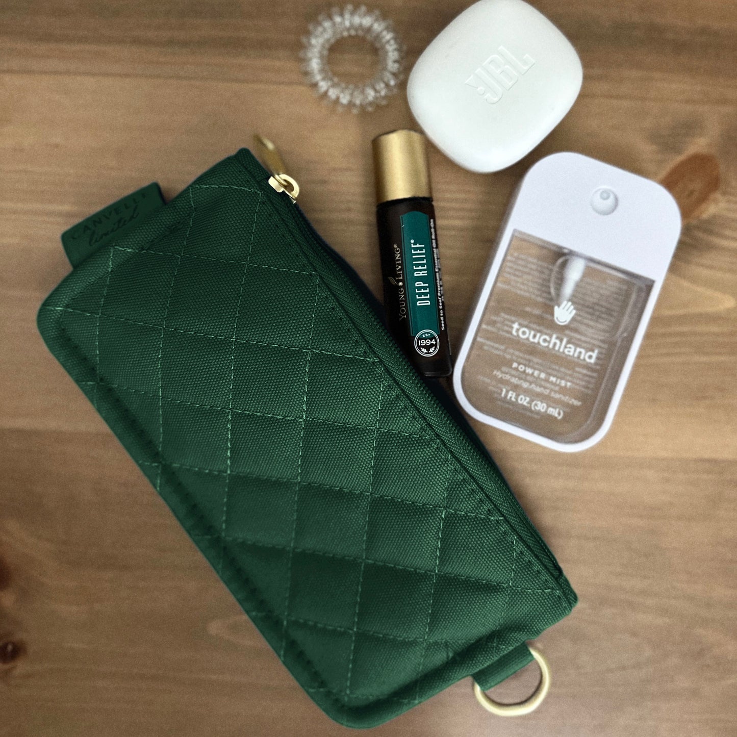 Flat Pouch - Quilted Hunter Green