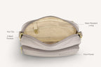 diagram of inside of grey crossbody bag