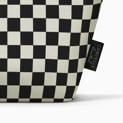 Crossbody Tote - Black + White Checkered