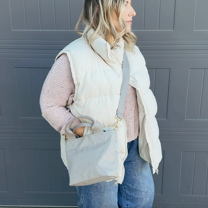 Crossbody Tote - Black + White Checkered